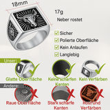 Silbersignet-Ring für Männer mit nordischen Runes und schwarzem Onyx