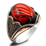 925 Silber Ring mit rotem Granatstein Türkischer Stil