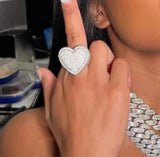 Herzförmiger Ring in Gold und Silber Voller Mikro-Pavé-Besatz aus Zirkoni - Siegelring-shop