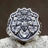 Knights Templar Siegelring aus 316L Edelstahl mit kunstvollem Wappen-Emblem