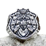Knights Templar Siegelring aus 316L Edelstahl mit kunstvollem Wappen-Emblem