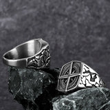 Herren-Siegelring aus Edelstahl mit nordischem Rune-Design