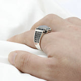 Siegelring aus 925er Sterlingsilber mit grauem Achatstei