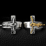 Herren-Signetring mit christlichem Kreuz in Gothic-StilZinklegierung - Siegelring-shop
