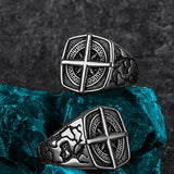 Herren-Siegelring aus Edelstahl mit nordischem Rune-Design