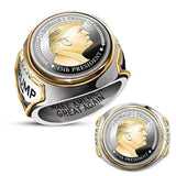 Herren-Siegelring Donald trump mit Prägung Silber & Gold - Siegelring-shop