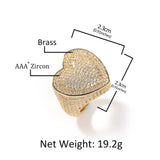 Herzförmiger Ring in Gold und Silber Voller Mikro-Pavé-Besatz aus Zirkoni - Siegelring-shop