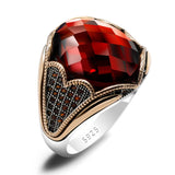 925 Silber Ring mit rotem Granatstein Türkischer Stil