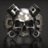 Herrenring im Steampunk-Stil mit Totenkopf-Design und Vintage-Metallfinish - Siegelring-shop