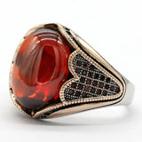 925 Silber Ring mit rotem Granatstein Türkischer Stil