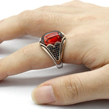 925 Silber Ring mit rotem Granatstein Türkischer Stil