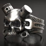 Herrenring im Steampunk-Stil mit Totenkopf-Design und Vintage-Metallfinish - Siegelring-shop