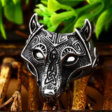 Norse Viking Wolf Ring aus Silber mit verzierten Details für Männer