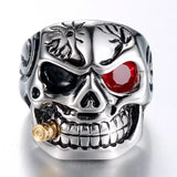 Ring
Männerring aus Edelstahl Punk Rotauge Schädel Beissen Kugelring - Siegelring-shop