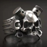 Herrenring im Steampunk-Stil mit Totenkopf-Design und Vintage-Metallfinish - Siegelring-shop