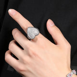 Herzförmiger Ring in Gold und Silber Voller Mikro-Pavé-Besatz aus Zirkoni - Siegelring-shop