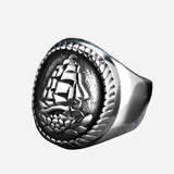 Gothic Segelboot Ring für Männer aus Edelstahlmaritimem Emblem