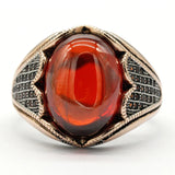 925 Silber Ring mit rotem Granatstein Türkischer Stil