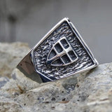 Herren-Siegelring aus Edelstahl mit Steinen und Templer-Emblem