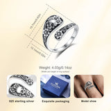 Gothic Skull Ring mit Blumenmuster aus 925er Sterlingsilbe