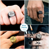 Silbersignet-Ring für Männer mit nordischen Runes und schwarzem Onyx