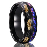 Schwarzer Herrenring mit goldenen und blauen Kunststeine