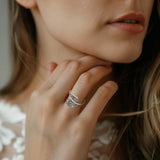 925er Sterlingsilber Vintage Ring mit kunstvollem floralen Design und Pentagramm