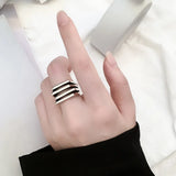 925 Sterling Silber Multilayer Irregulärer Geometrischer Ring für Männer