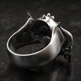 Herrenring in Silberoptik mit Totenkopf Punk-Stil und Kettenverzierung - Siegelring-shop