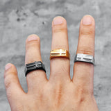 Edelstahlringe mit Kreuzverzierung Männer Fingerringe in Silber Gold und Schwarz - Siegelring-shop