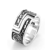 925 Sterling Silber Ring mit goldenem Hirsch und kunstvollem