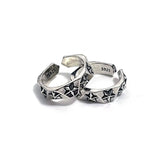 925er Sterlingsilber Ring mit Sternen-Muster Handgefertigte - Siegelring-shop