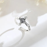 Ring aus 925 Sterling Silber mit Christusfigur Vintage St. Benedikt Amulett Ring