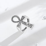 925 Sterling Silber Antiker Ägyptischer Ankh Kreuz Ring für Männe