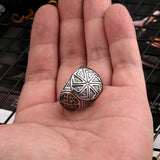 Compass Ring für Männer mit nordischem Emblem Silberfarben