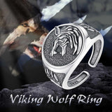 925er Sterlingsilber Viking Wolf Siegelring für Männer mit verzierte