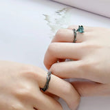 Schwarzer Thorn-Ring mit blauer Kristallrose für Männer