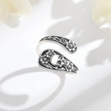Gothic Skull Ring mit Blumenmuster aus 925er Sterlingsilbe