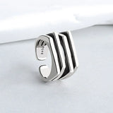 925 Sterling Silber Multilayer Irregulärer Geometrischer Ring für Männer