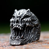Gothic Skull Ring aus Edelstahl 316L für Herren Dunkelgrau