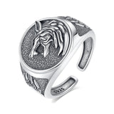 925er Sterlingsilber Viking Wolf Siegelring für Männer mit verzierte