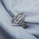 Silberner Ring mit RBE Monogramm und Kristallsteine 925er Silber - Siegelring-shop