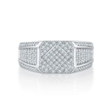 Diamantierter Herrenring aus 925er Sterling Silber mit geometrischem Design und Glitz - Siegelring-shop
