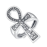 925 Sterling Silber Antiker Ägyptischer Ankh Kreuz Ring für Männe