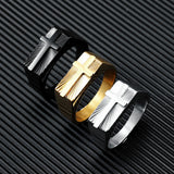 Edelstahlringe mit Kreuzverzierung Männer Fingerringe in Silber Gold und Schwarz - Siegelring-shop