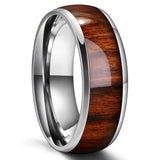 Wedding BandHerren Frauen 4mm 6mm 8mm Edelstahl Echtes Braun Koa Holz - Siegelring-shop