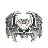 Skull Bat Ring aus Silber mit detaillierter Gravur