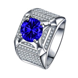 Herrenring aus 925 Sterling Silber mit Saphir - Siegelring-shop