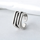 925 Sterling Silber Multilayer Irregulärer Geometrischer Ring für Männer