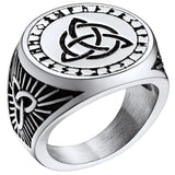 Silbersignet-Ring für Männer mit nordischen Runes und schwarzem Onyx